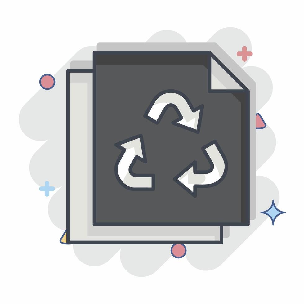 Icon Paper Recycling. related to Recycling symbol. comic style. simple design illustration vector