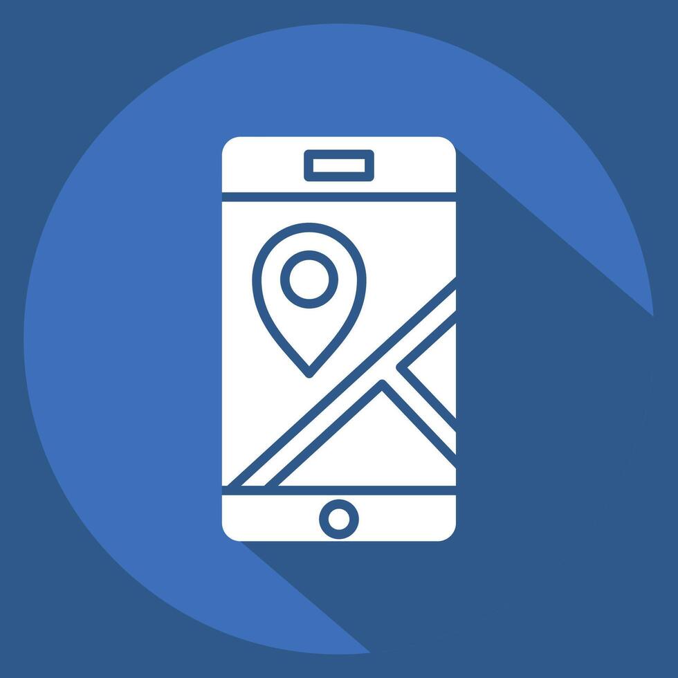 Icon Mobile Gps. related to Navigation symbol. long shadow style. simple design illustration vector