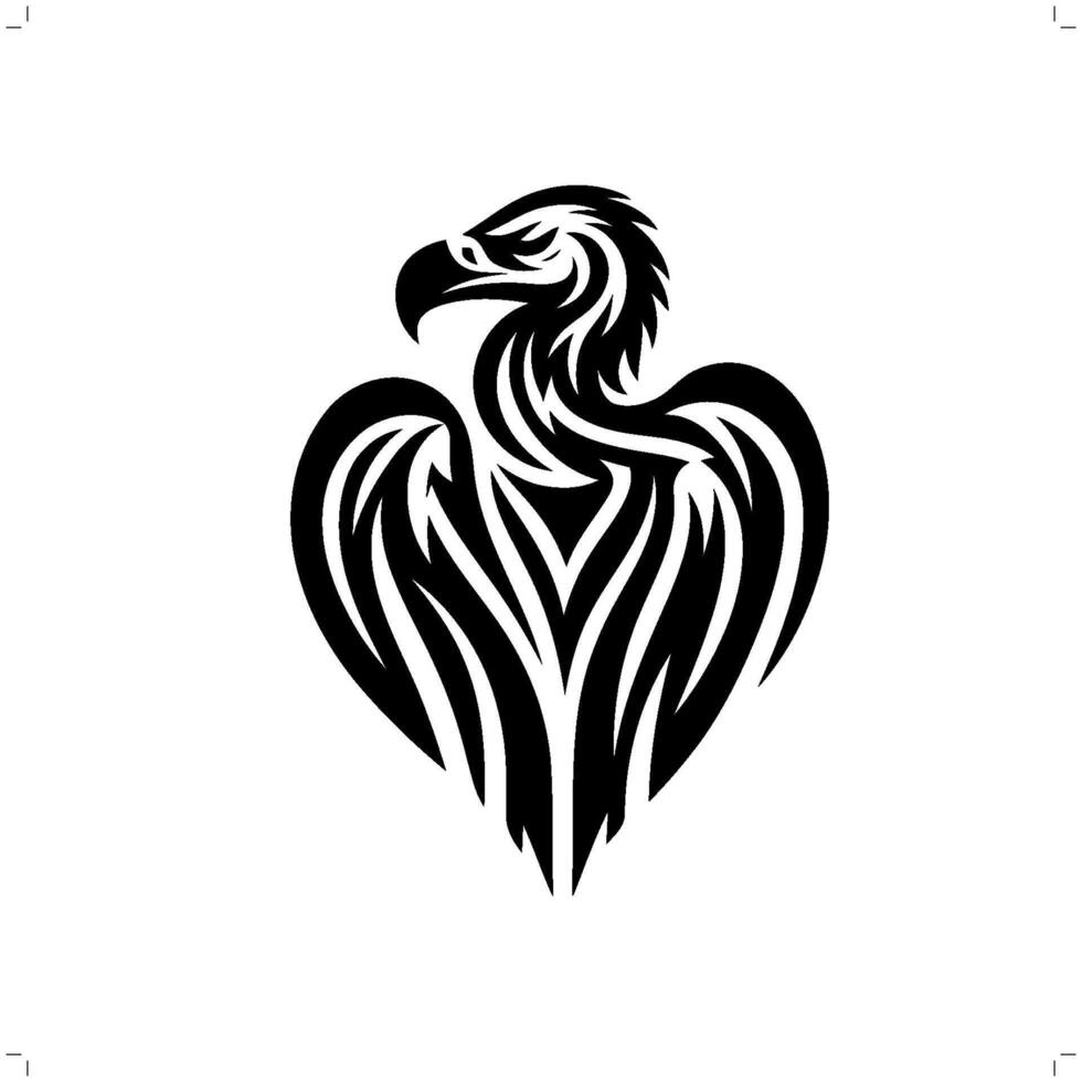 Vulture , condor in modern tribal tattoo, abstract line art of animals, minimalist contour. vector