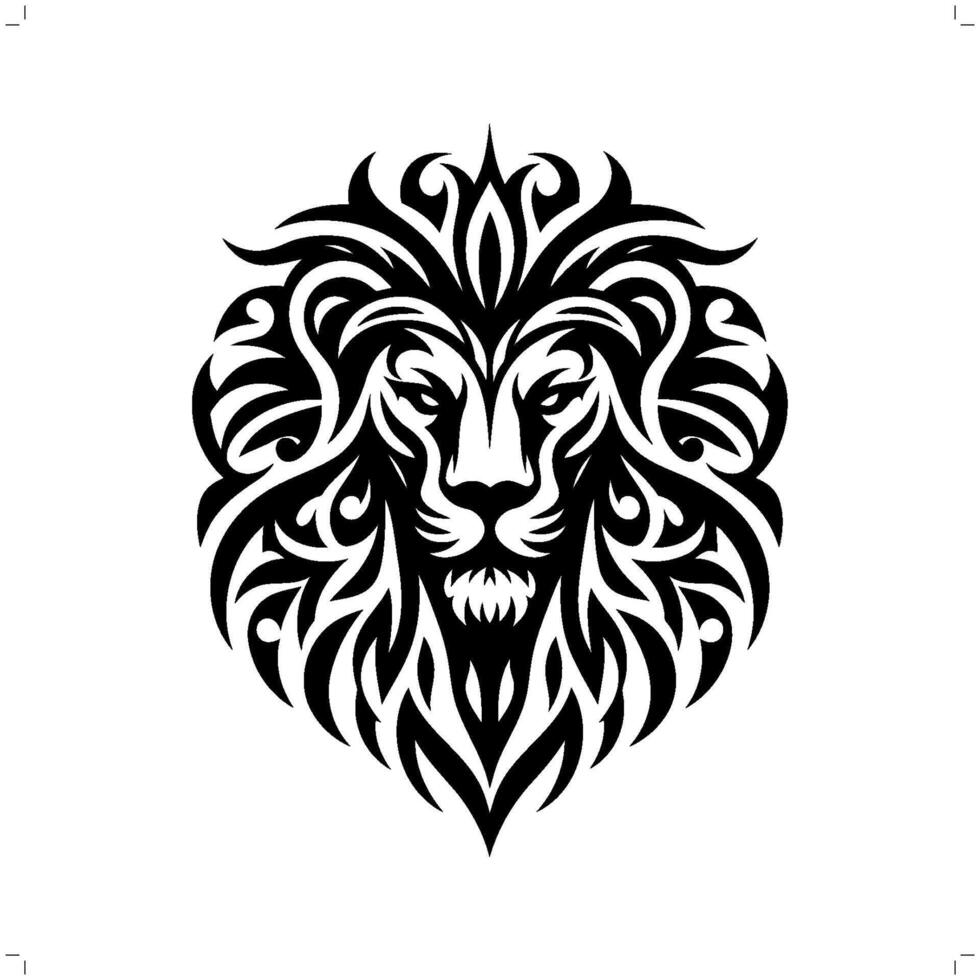 lion, leo in modern tribal tattoo, abstract line art of animals, minimalist contour. vector