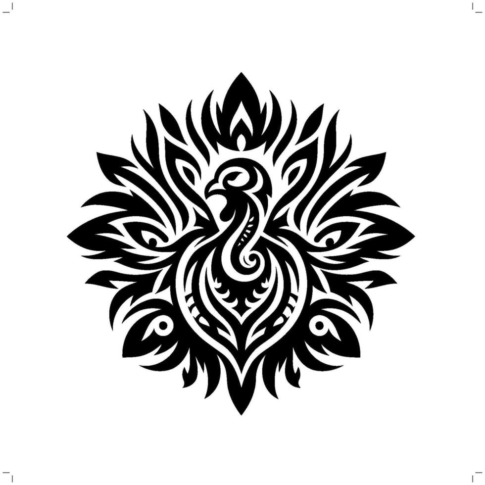 pavo, pollo en moderno tribal tatuaje, resumen línea Arte de animales, minimalista contorno. vector