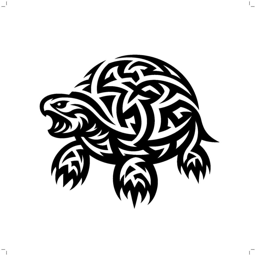 tortuga en moderno tribal tatuaje, resumen línea Arte de animales, minimalista contorno. vector