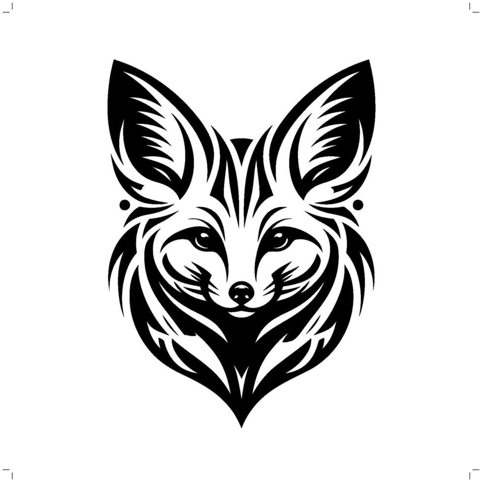 fennec zorro zorro en moderno tribal tatuaje, resumen línea Arte de animales, minimalista contorno. vector