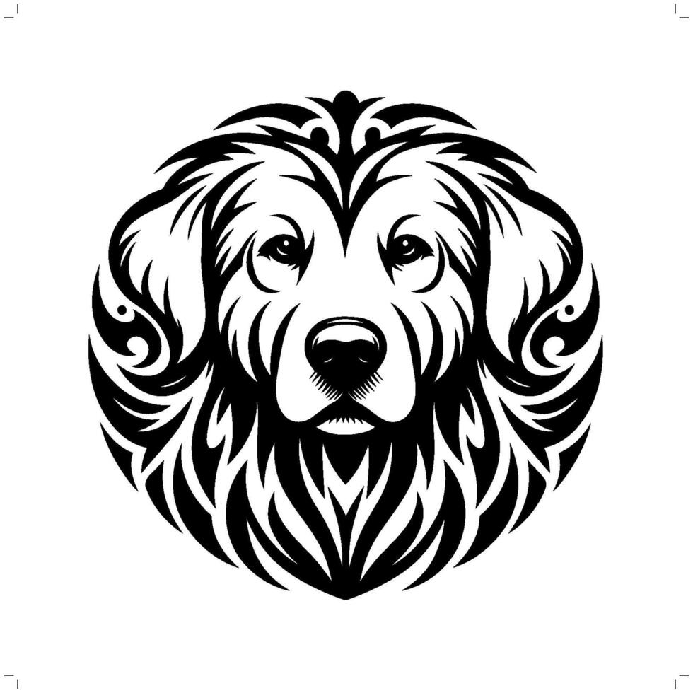 Retriever dog in modern tribal tattoo, abstract line art of animals, minimalist contour. vector