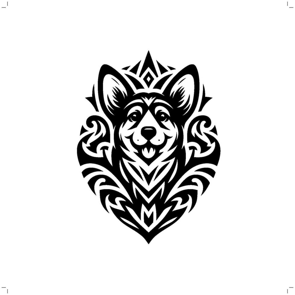 corgi perro en moderno tribal tatuaje, resumen línea Arte de animales, minimalista contorno. vector