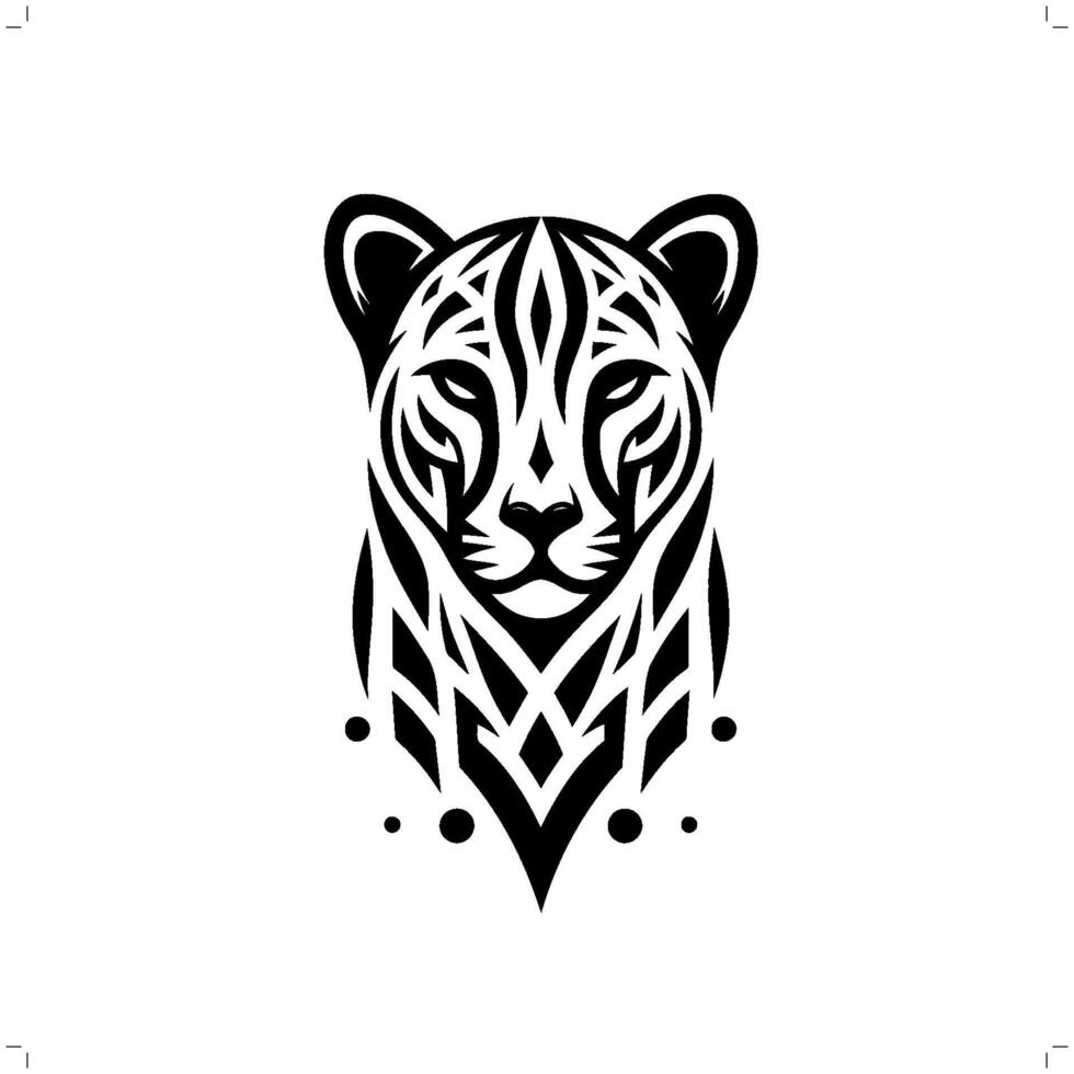 Cheetah in modern tribal tattoo, abstract line art of animals, minimalist contour. vector