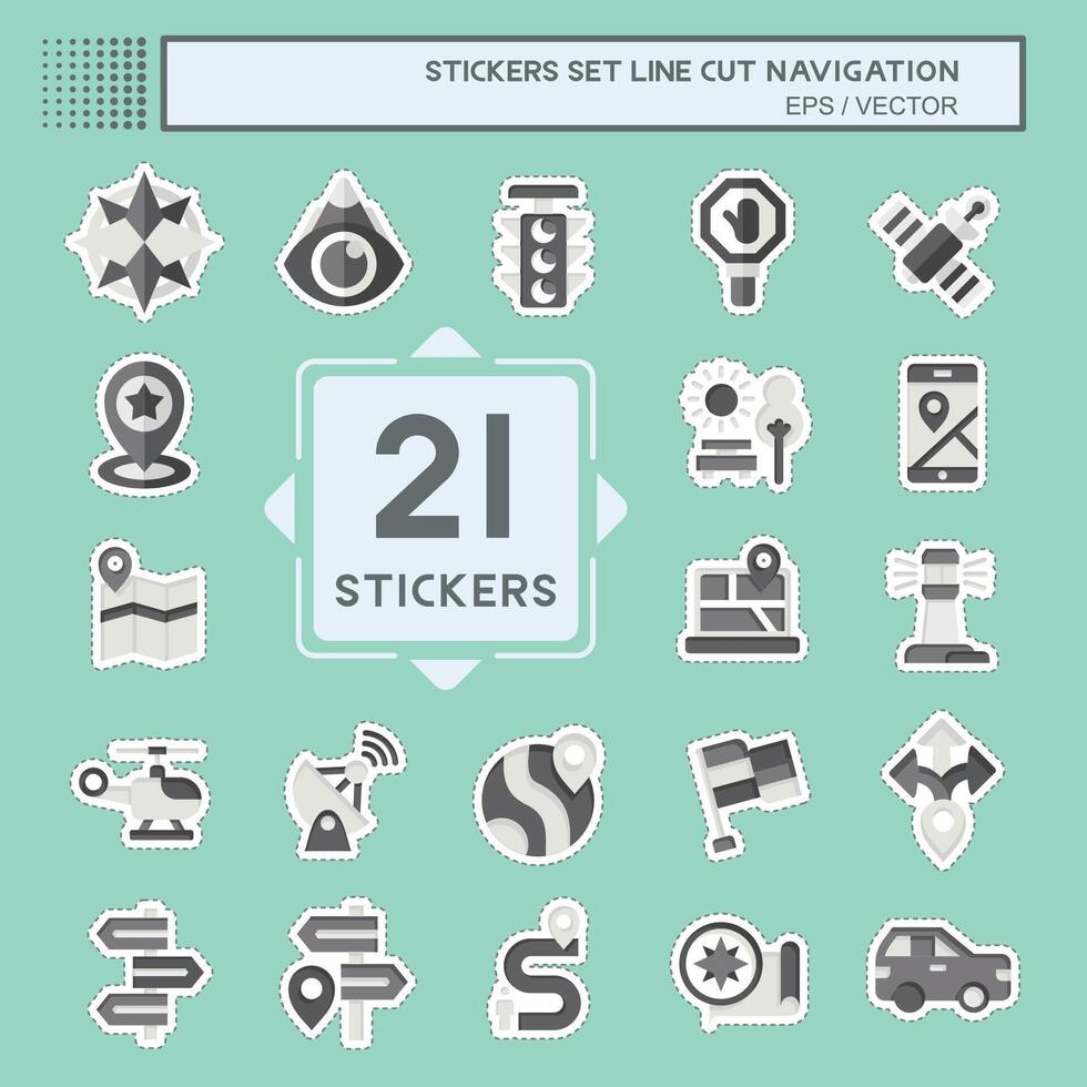 Sticker line cut Set Navigation. related to Holiday symbol. simple design illustration vector