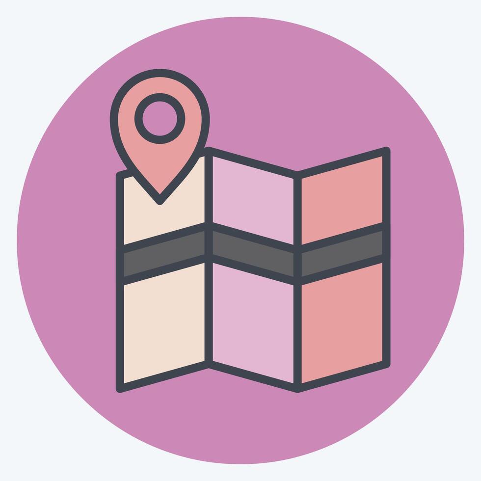 Icon Map Search. related to Navigation symbol. color mate style. simple design illustration vector