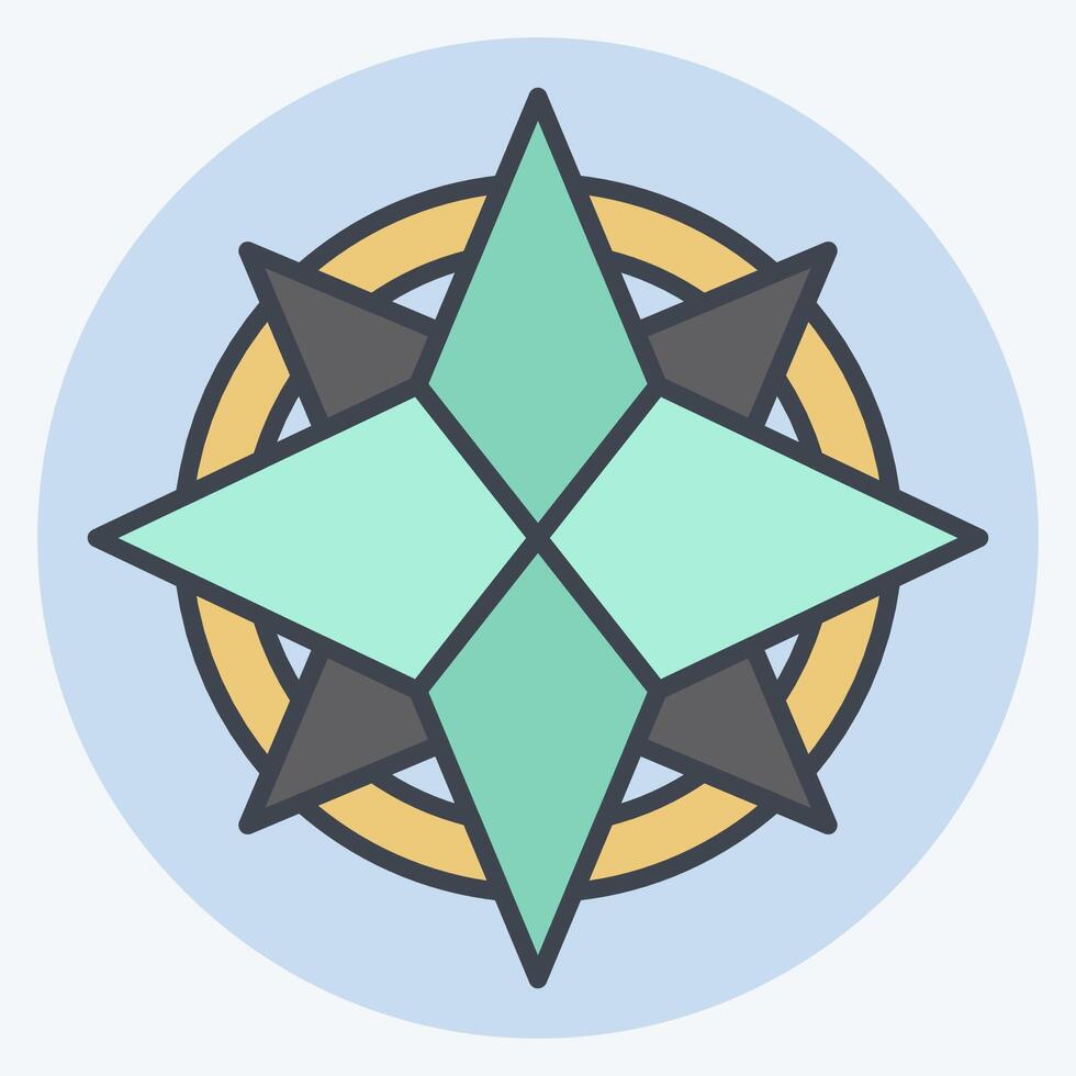 Icon Wind Rose. related to Navigation symbol. color mate style. simple design illustration vector