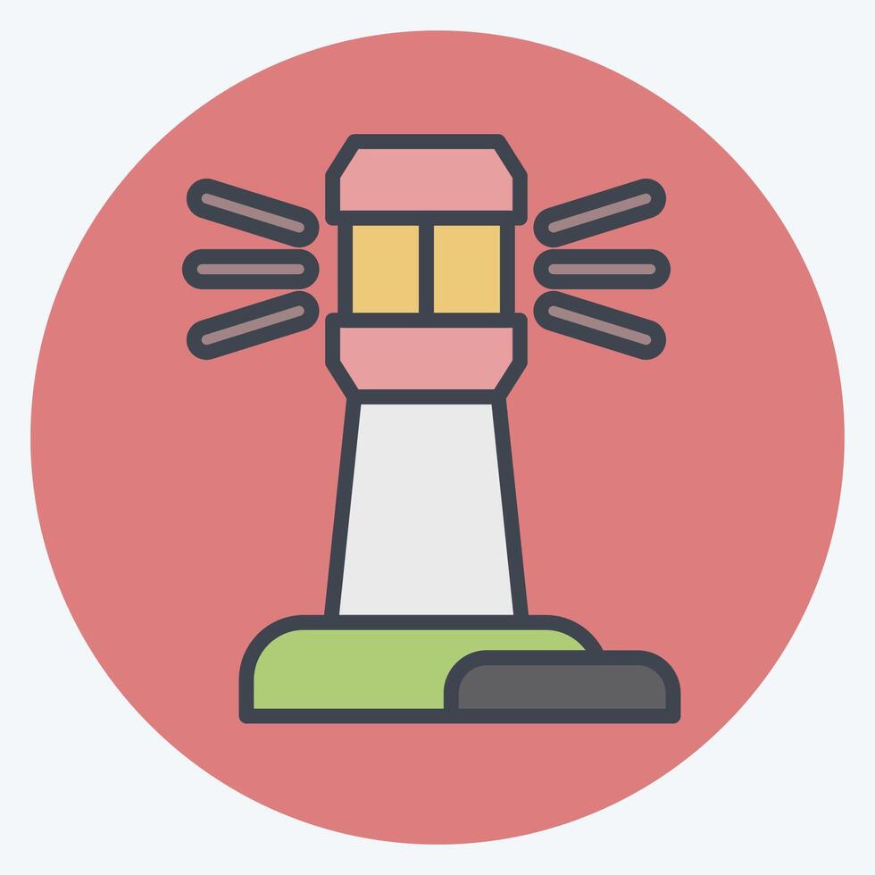 Icon Light House. related to Navigation symbol. color mate style. simple design illustration vector