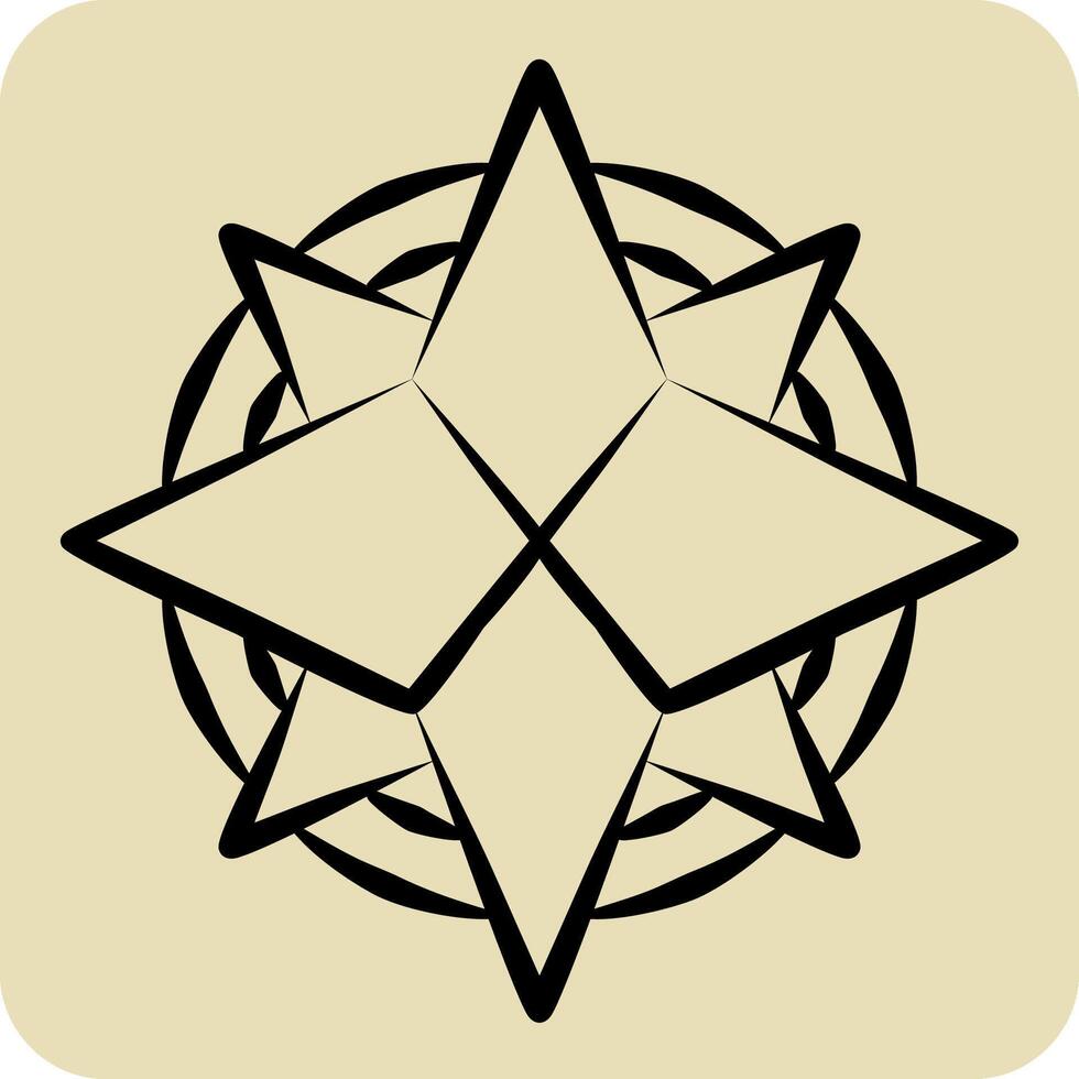 Icon Wind Rose. related to Navigation symbol. hand drawn style. simple design illustration vector