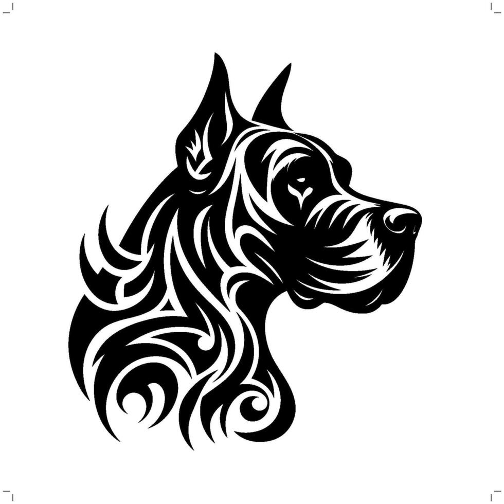 genial danés perro en moderno tribal tatuaje, resumen línea Arte de animales, minimalista contorno. vector