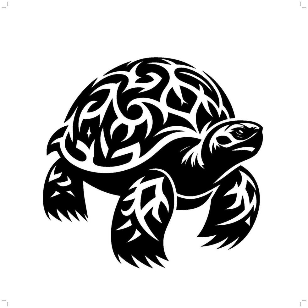 tortoise in modern tribal tattoo, abstract line art of animals, minimalist contour. vector
