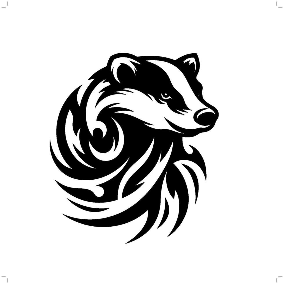 tejón en moderno tribal tatuaje, resumen línea Arte de animales, minimalista contorno. vector