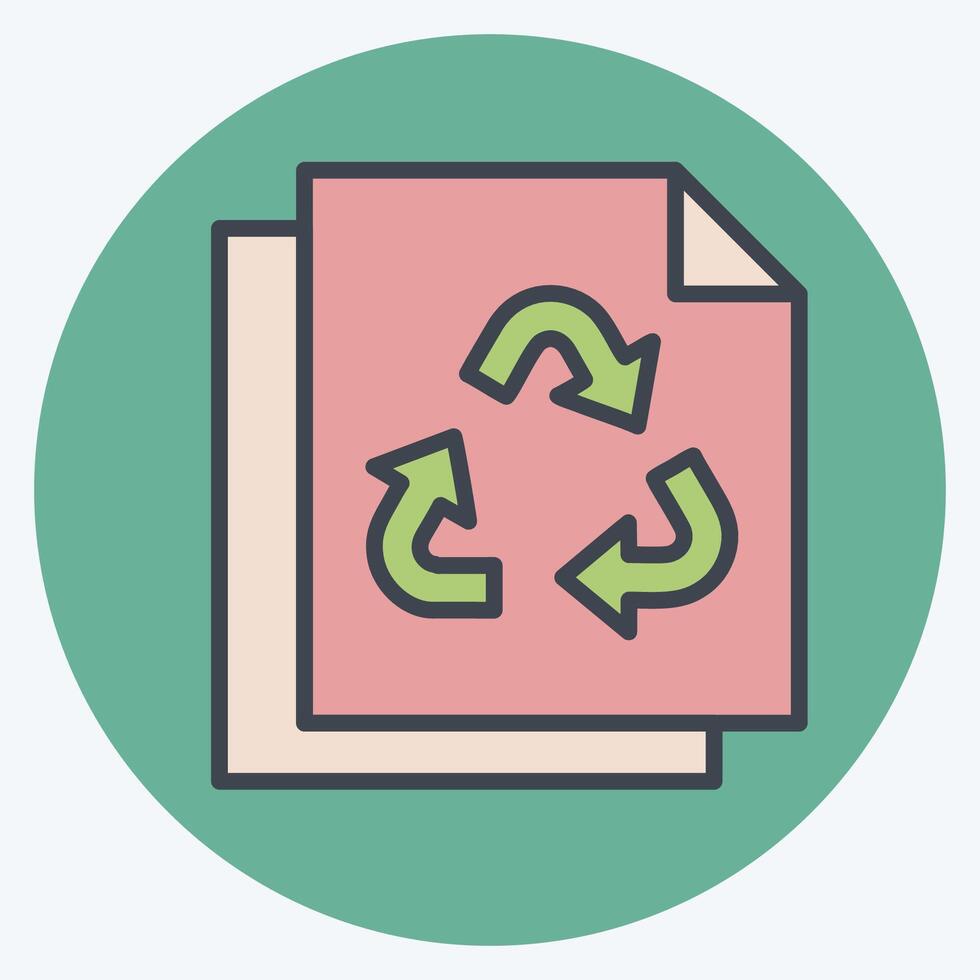 Icon Paper Recycling. related to Recycling symbol. color mate style. simple design illustration vector