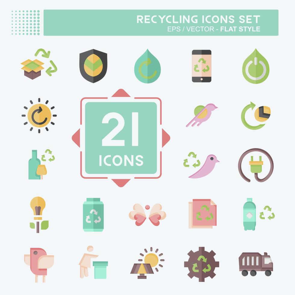 Icon Set Recycling. related to Education symbol. flat style. simple design illustration vector