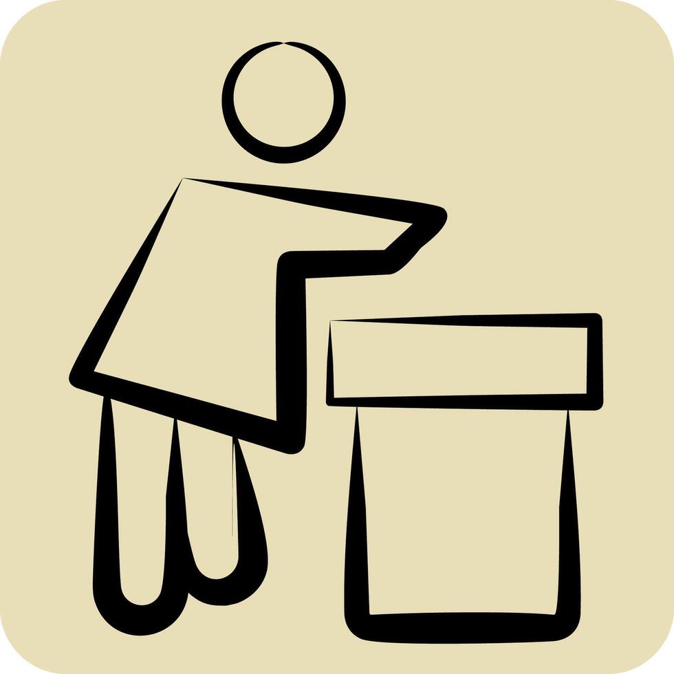 Icon Recycling Center. related to Recycling symbol. hand drawn style. simple design illustration vector