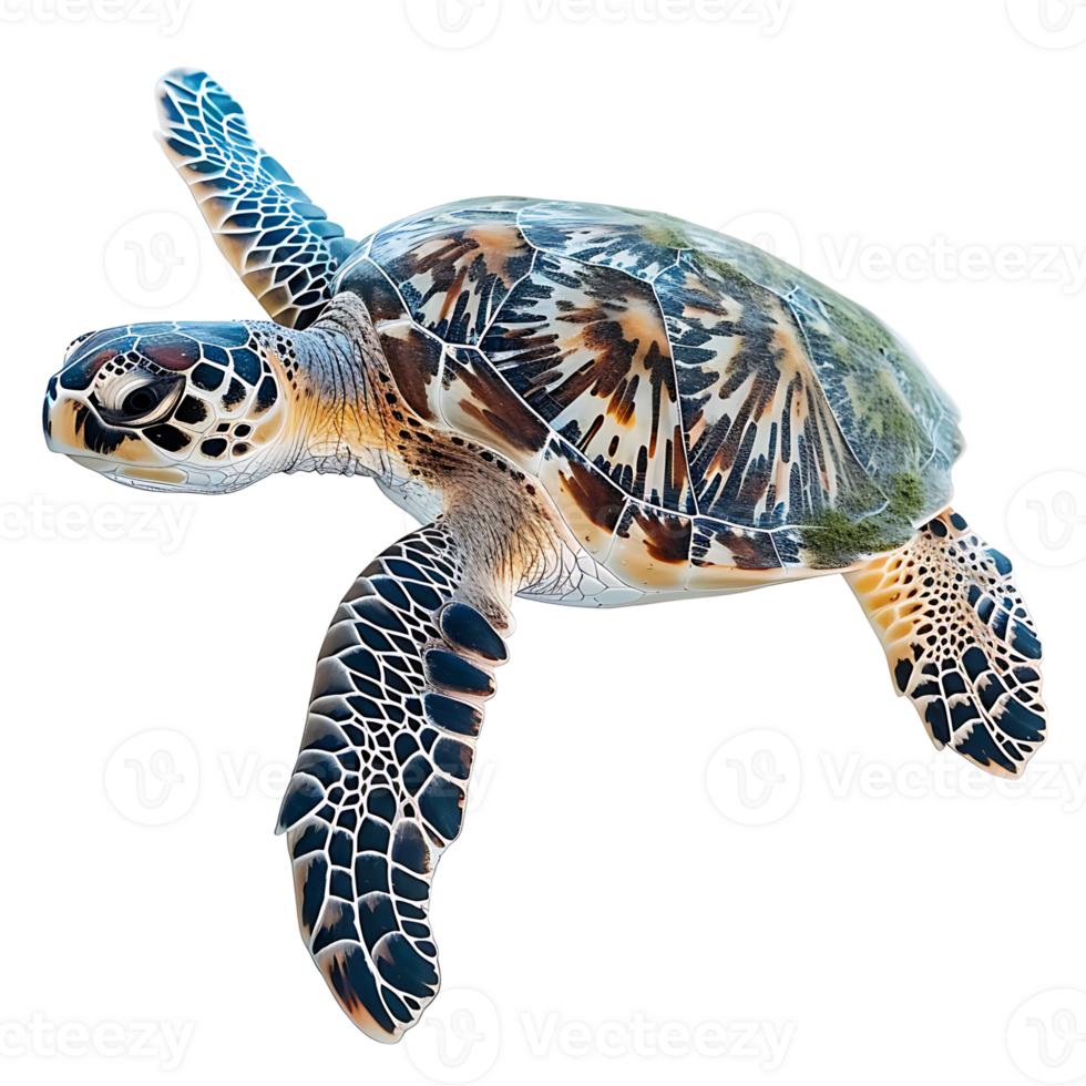 Sea turtle swimming on isolated transparent background png