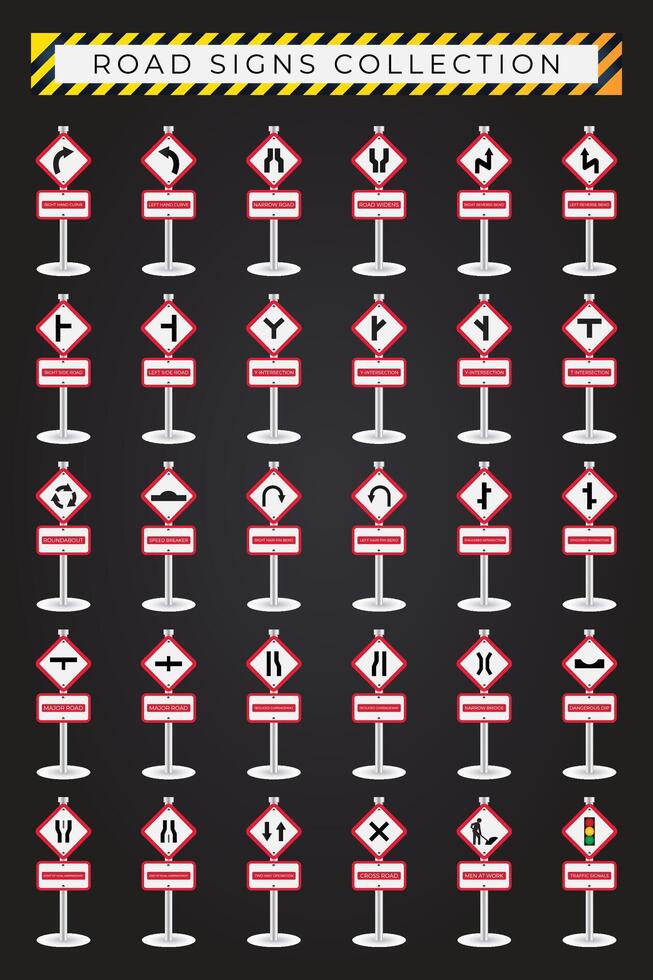 road or traffic sign collection vector