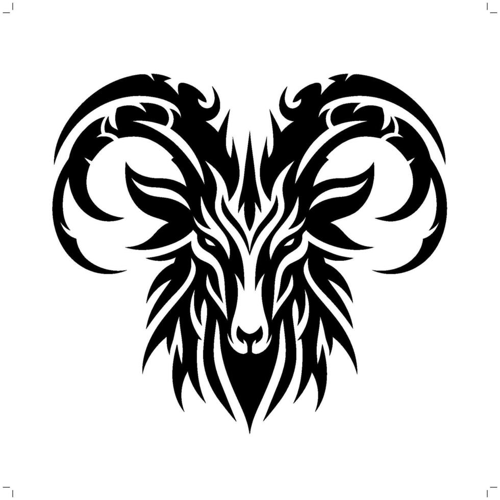 Goat , sheep in modern tribal tattoo, abstract line art of animals, minimalist contour. vector