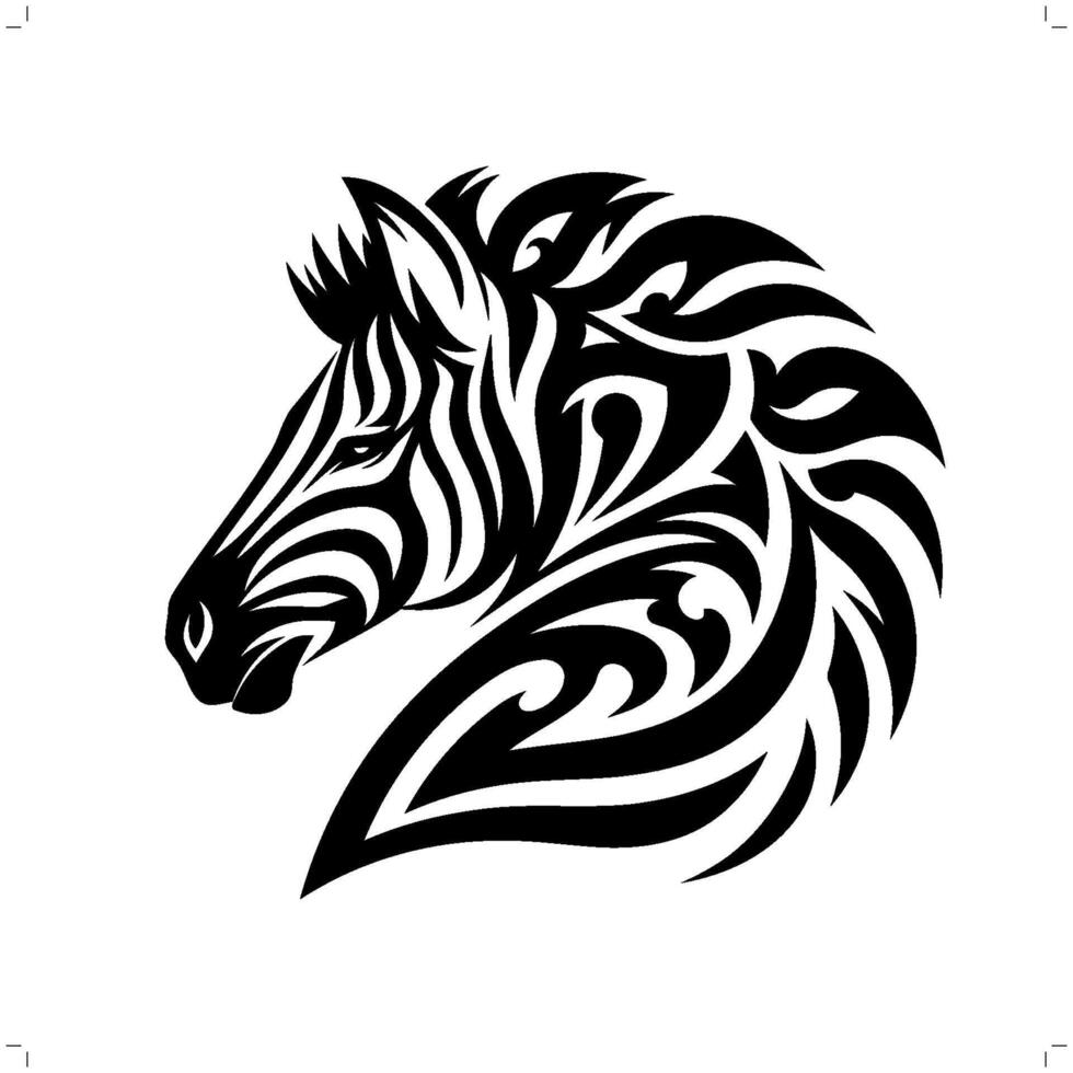 Zebra in modern tribal tattoo, abstract line art of animals, minimalist contour. vector