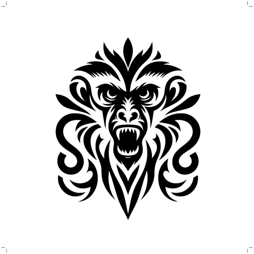 Colobus monkey in modern tribal tattoo, abstract line art of animals, minimalist contour. vector