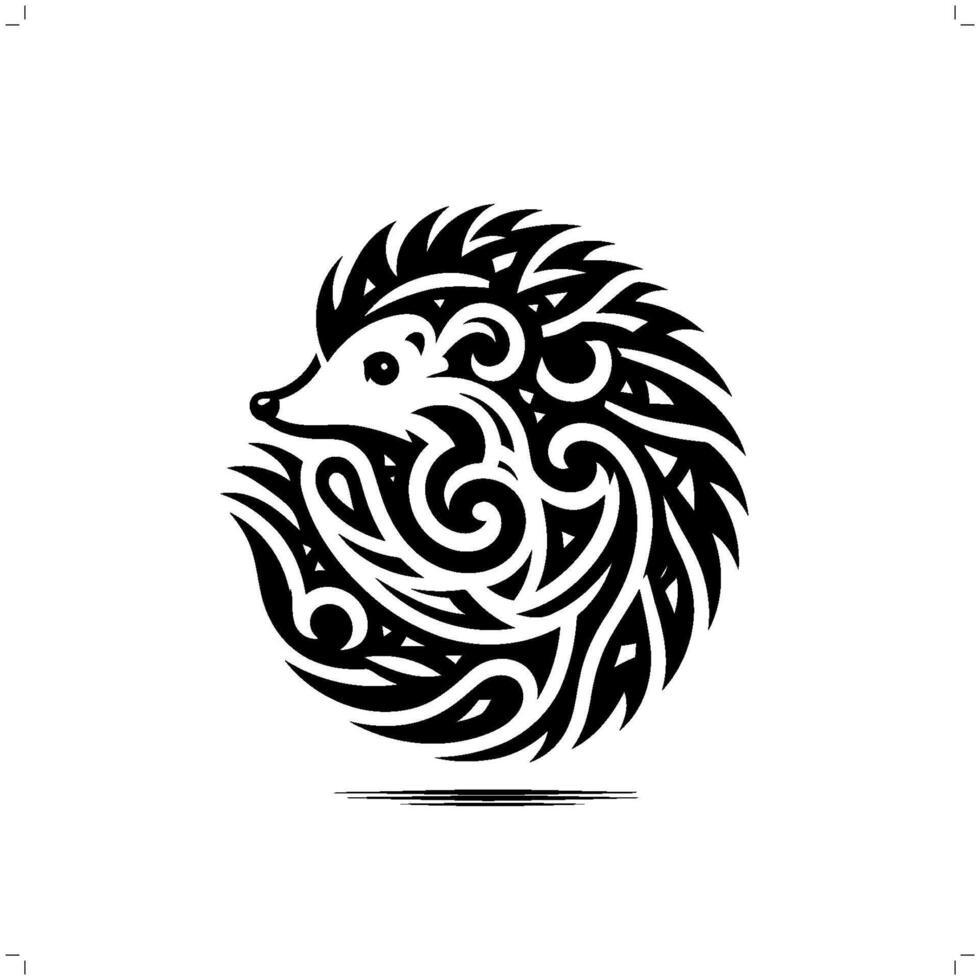 porcupine , hedgehog in modern tribal tattoo, abstract line art of animals, minimalist contour. vector