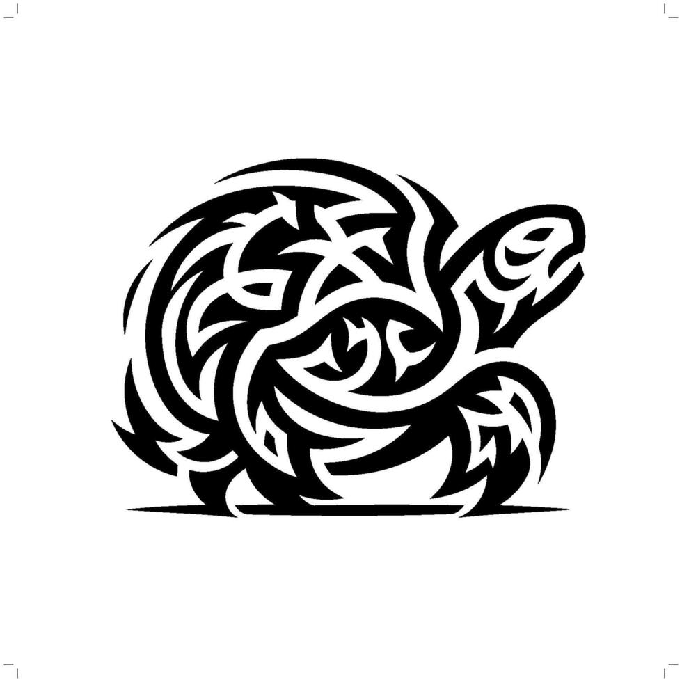 tortoise in modern tribal tattoo, abstract line art of animals, minimalist contour. vector