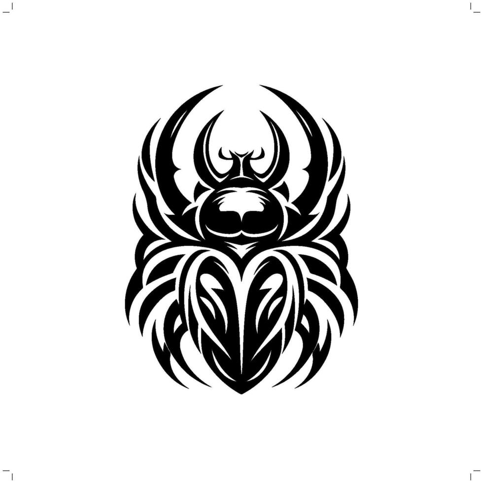 beetle in modern tribal tattoo, abstract line art of animals, minimalist contour. vector