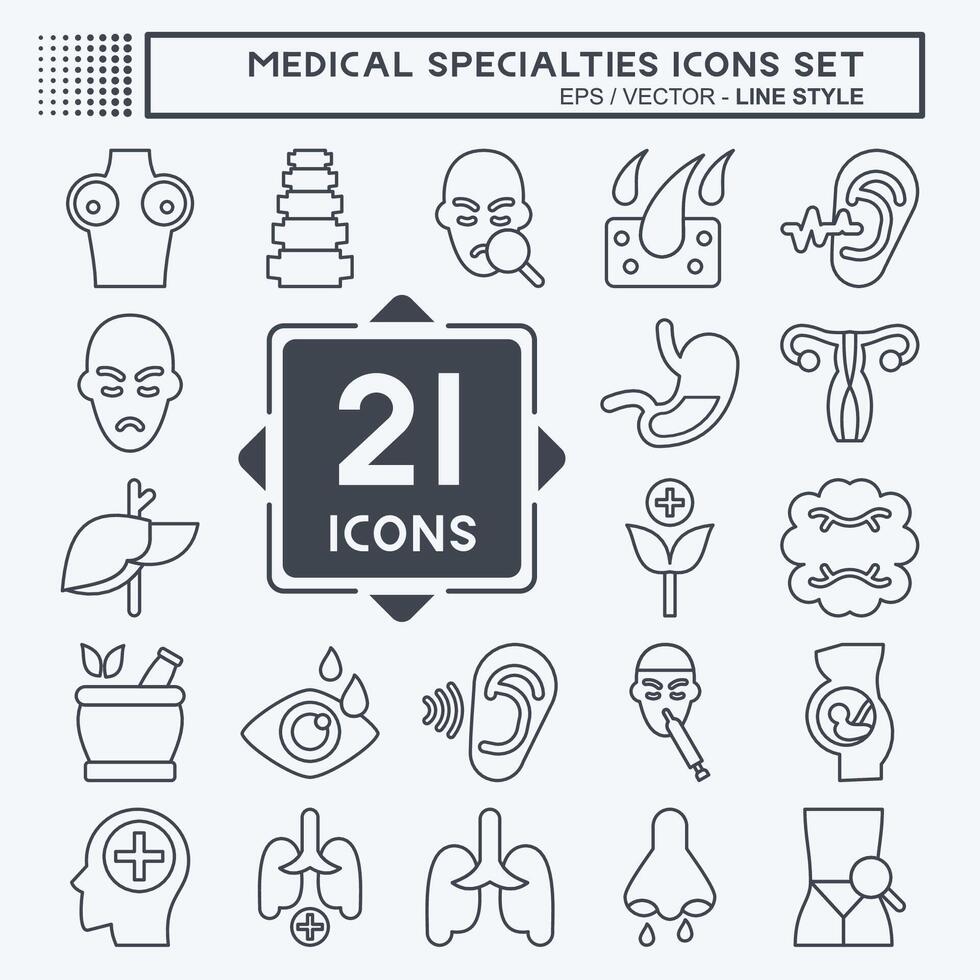 Icon Set Medical Specialties. related to Healthy symbol. line style. simple design illustration vector