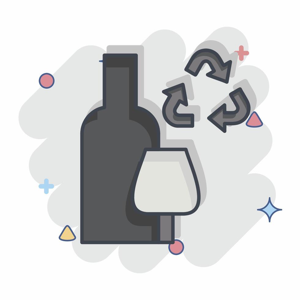 Icon Glass Recycling. related to Recycling symbol. comic style. simple design illustration vector