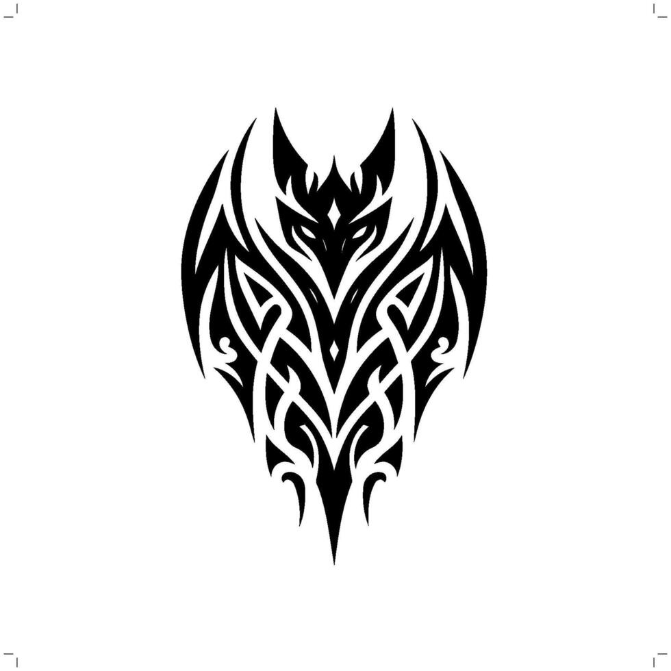 bat in modern tribal tattoo, abstract line art of animals, minimalist contour. vector