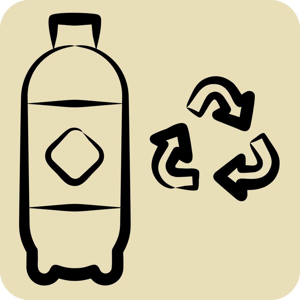 Icon Plastic Recycling. related to Recycling symbol. hand drawn style. simple design illustration vector