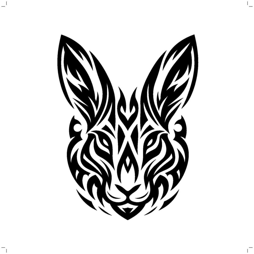 Rabbit in modern tribal tattoo, abstract line art of animals, minimalist contour. vector