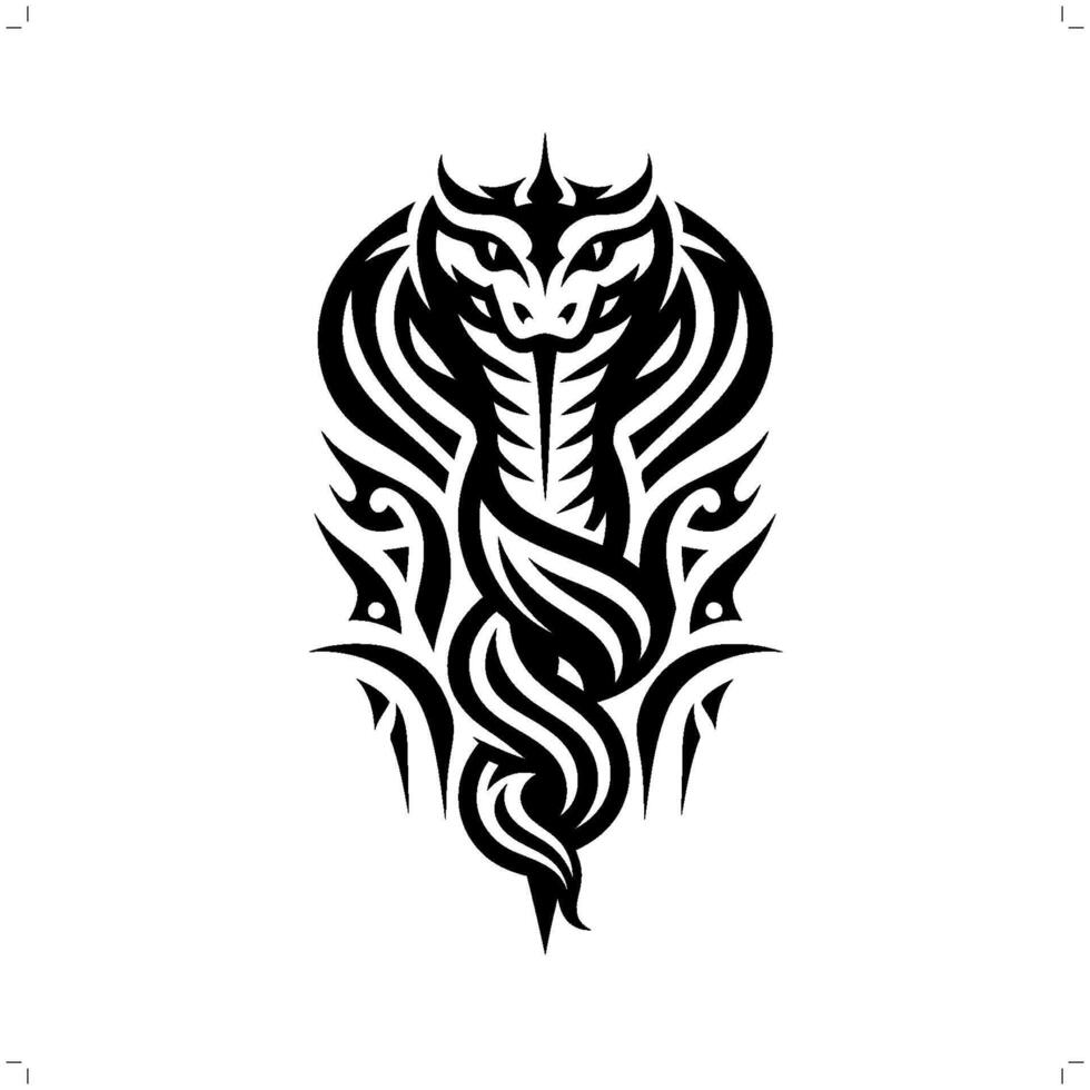 snake in modern tribal tattoo, abstract line art of animals, minimalist contour. vector