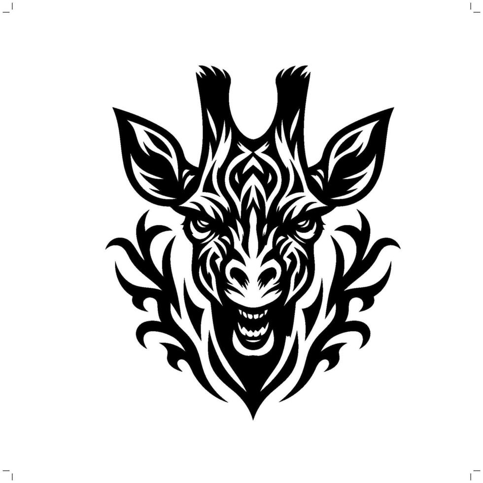 jirafa en moderno tribal tatuaje, resumen línea Arte de animales, minimalista contorno. vector