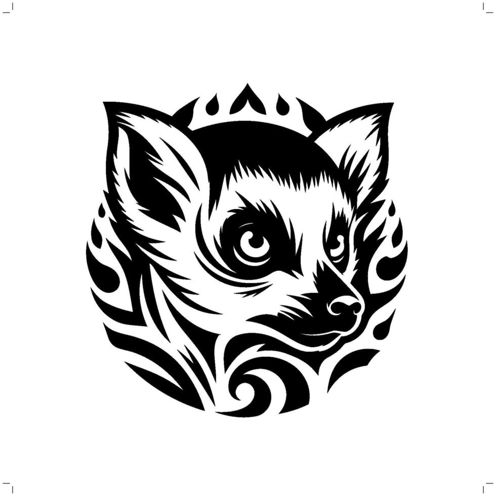 lemur monkey in modern tribal tattoo, abstract line art of animals, minimalist contour. vector