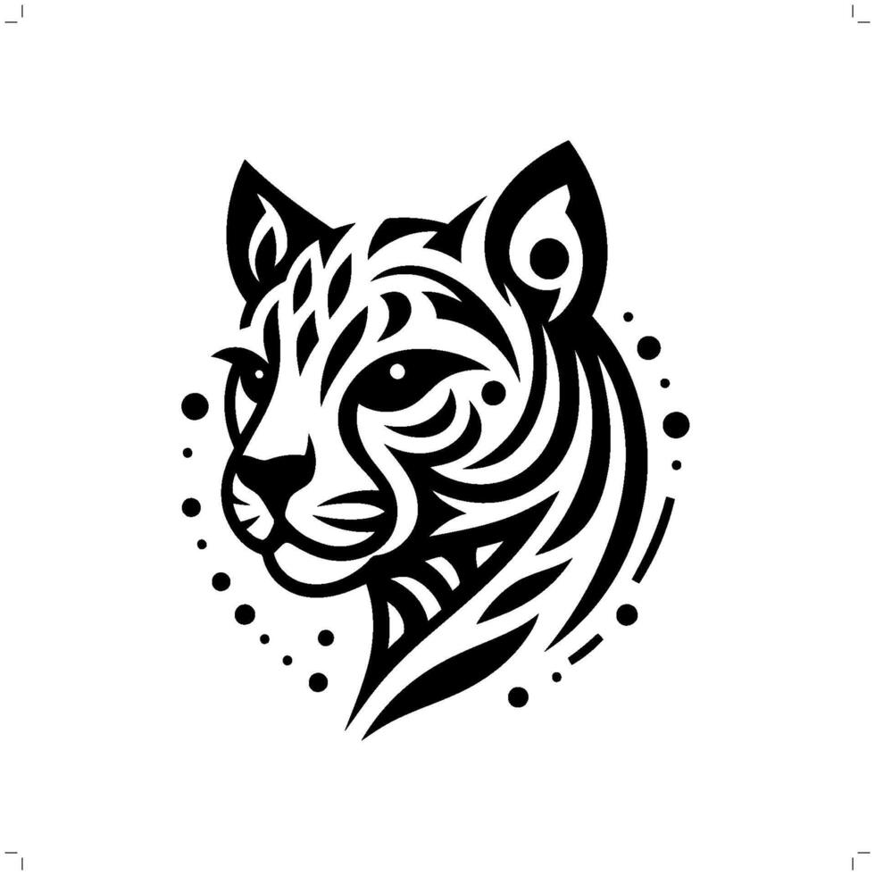 Cheetah in modern tribal tattoo, abstract line art of animals, minimalist contour. vector