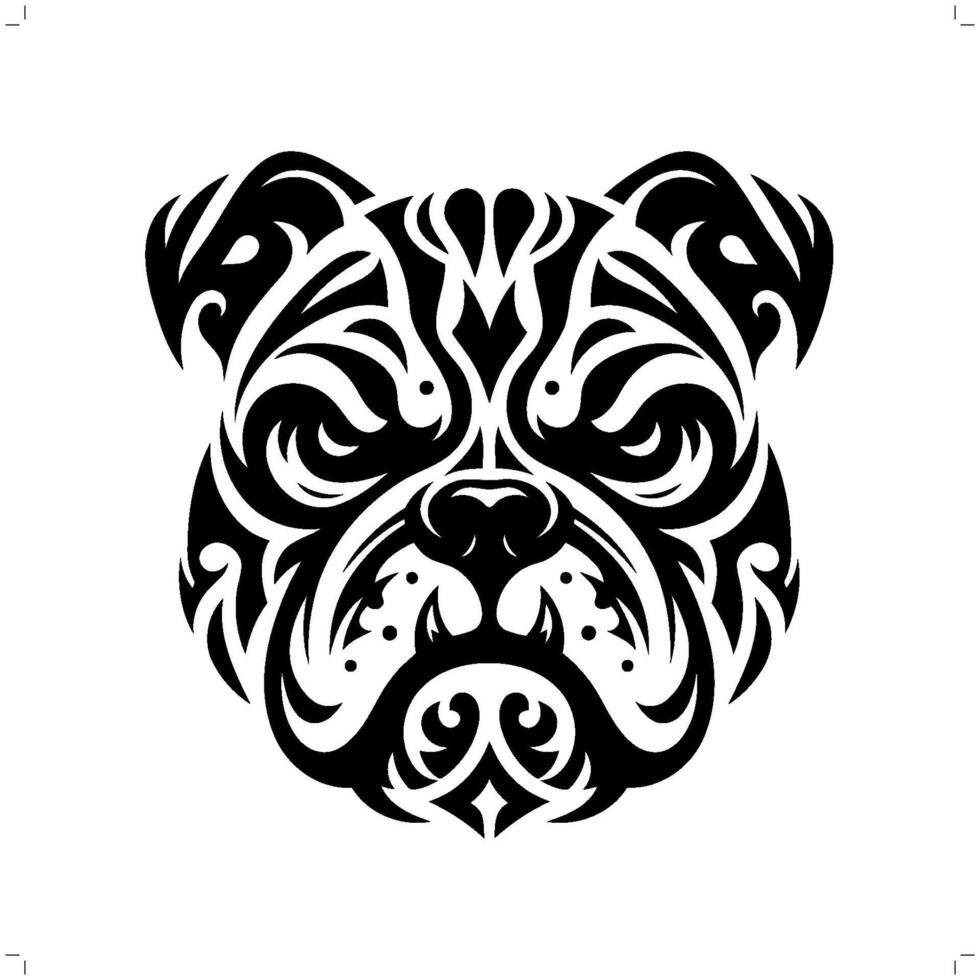 Bulldog dog in modern tribal tattoo, abstract line art of animals, minimalist contour. vector