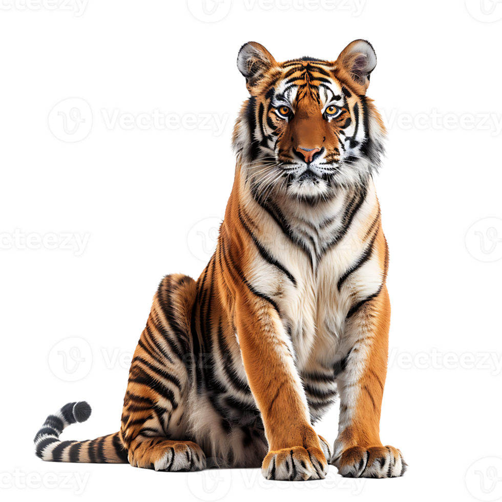 Tiger sitting on isolated transparent background png