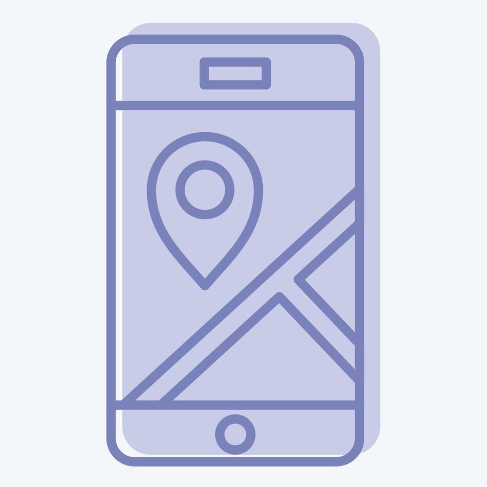 icono móvil GPS. relacionado a navegación símbolo. dos tono estilo. sencillo diseño ilustración vector