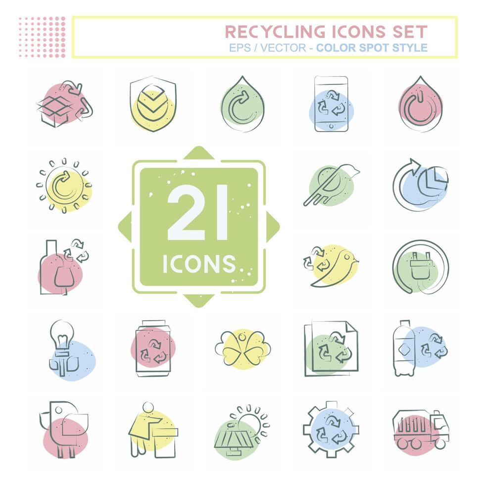 Icon Set Recycling. related to Education symbol. Color Spot Style. simple design illustration vector