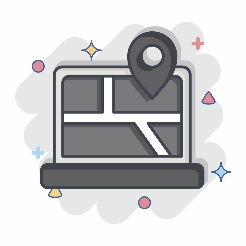 Icon Map Location. related to Navigation symbol. comic style. simple design illustration vector