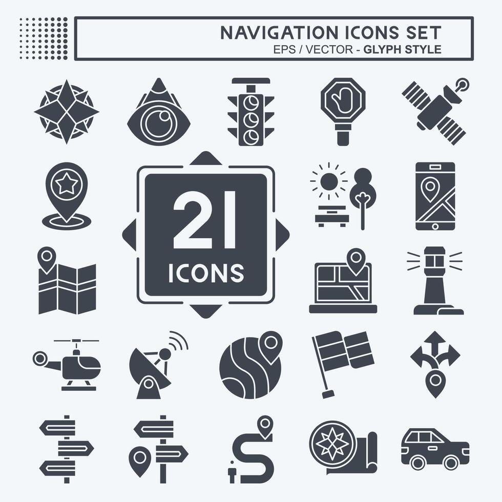 Icon Set Navigation. related to Holiday symbol. glyph style. simple design illustration vector