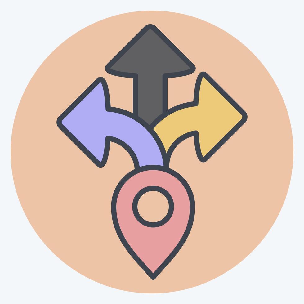Icon Direction. related to Navigation symbol. color mate style. simple design illustration vector