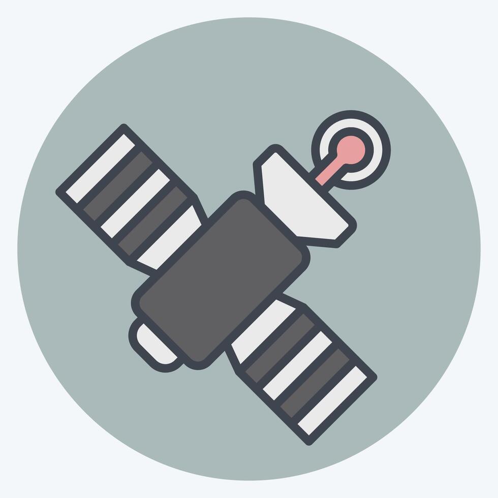 Icon Satellite. related to Navigation symbol. color mate style. simple design illustration vector