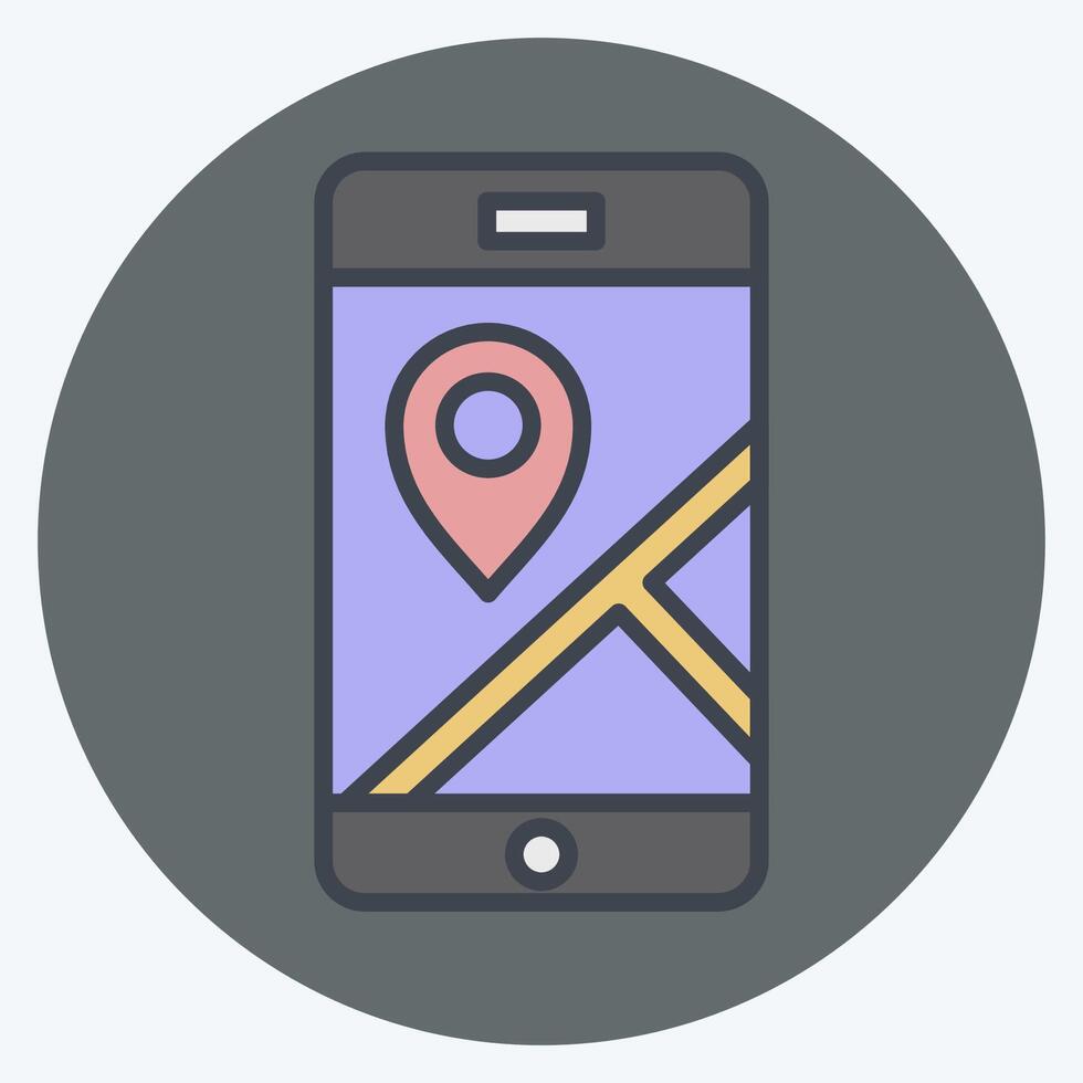 Icon Mobile Gps. related to Navigation symbol. color mate style. simple design illustration vector