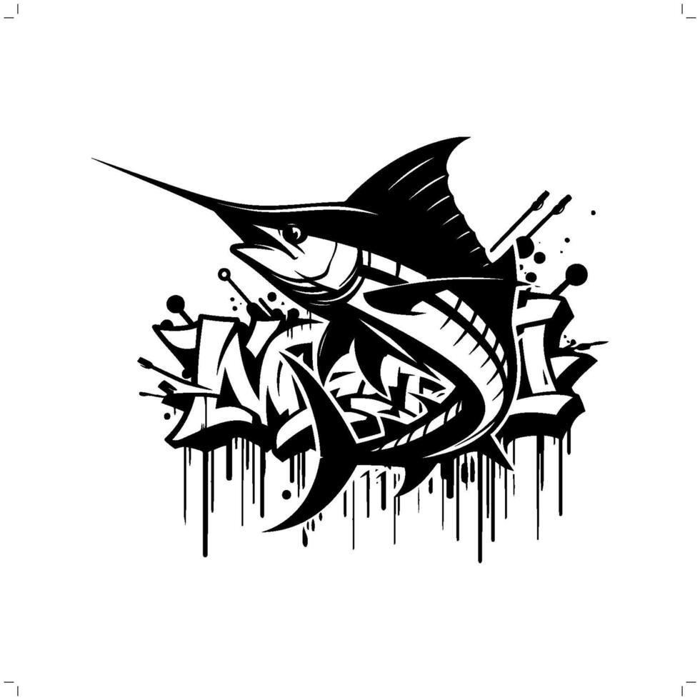 animal silhouette in graffiti tag, hip hop, street art typography illustration. vector