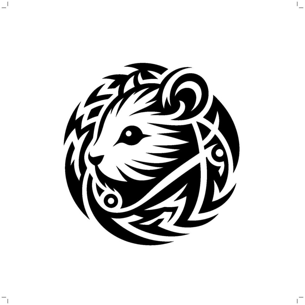 Hamster in modern tribal tattoo, abstract line art of animals, minimalist contour. vector
