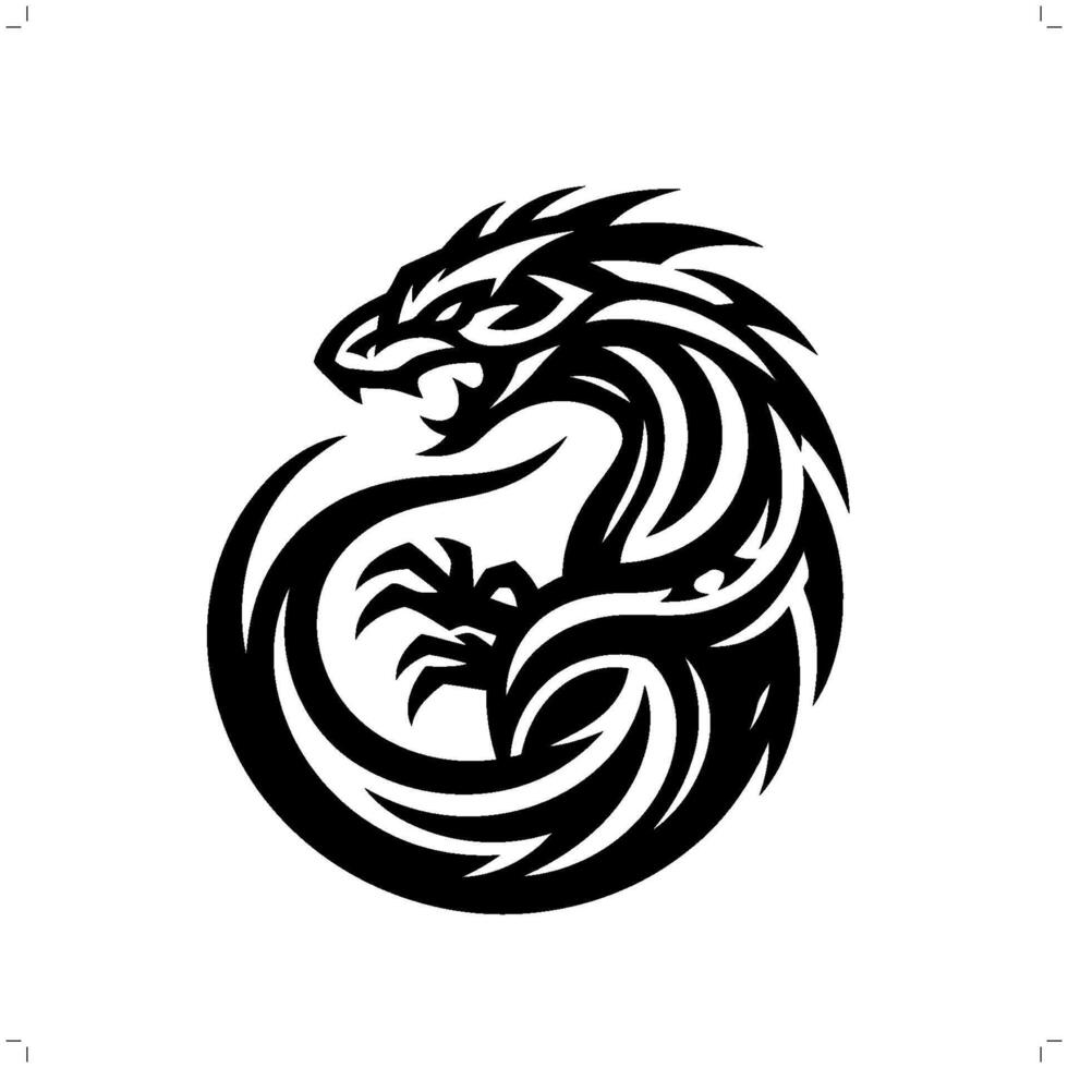 Komodo in modern tribal tattoo, abstract line art of animals, minimalist contour. vector